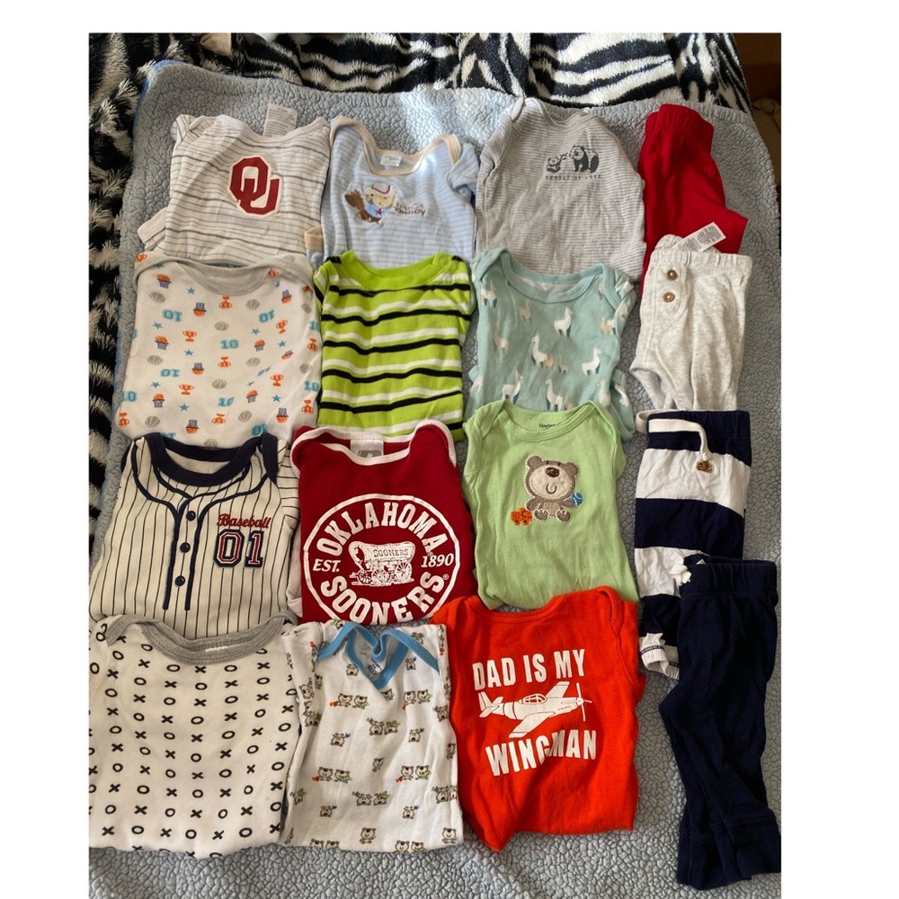 0-3 months baby boy onesies bodysuit and pants